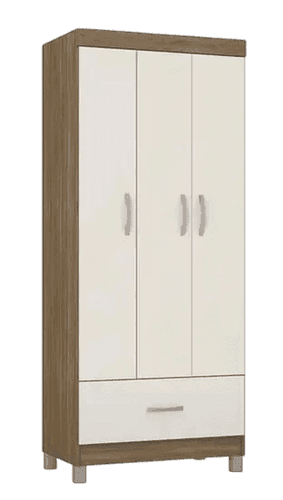 ROPERO DEMÓBILE PRINCE 3P COLOR ALMENDRA/OFF WHITE